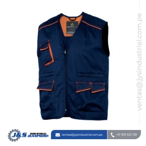 Chaleco de Trabajo Delta Plus M6GIL - Indumentaria Multibolsillo Azul Marino/Naranja